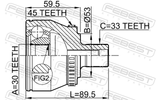 Febest 1710-004A45 Outer CV Joint 30X53X33