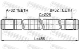 Febest 0312-RD1LH Axle Half Shaft Left 32X456X32