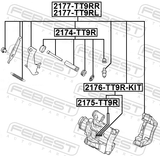 Febest 2177-TT9RR Rear Right Brake Caliper Assembly (With Bracket)