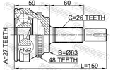 Febest 0110-ACV40A48 Outer CV Joint 27X63.3X26