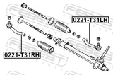 Febest 0221-T31LH Steering Tie Rod End Left
