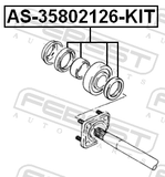 Febest AS-35802126-KIT Repair Kit, Ball Bearing Rear Axle Shaft 35X80X21X26