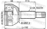 Febest 0210-Z62R Outer CV Joint Rear 40X67.3X34