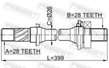 Febest 0512-6GG Axle Half Shaft Right 28X399X28