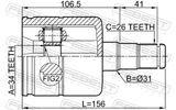 Febest 2311-TATLH Inner CV Joint Left 34X31X26