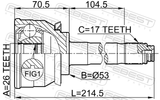 Febest 0610-004 Outer CV Joint 26X53X17