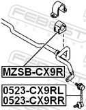 Febest MZSB-CX9R Front Stabilizer Bar Bush D32
