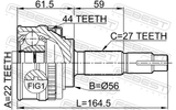 Febest 0210-051A44 Outer CV Joint 22X56X27