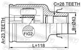 Febest 0511-M320ATRH Inner CV Joint Right 23X43X28