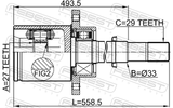 Febest 0211-J32RH Inner CV Joint Right 29X33X27