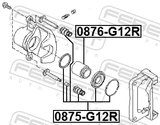 Febest 0876-G12R Rear Caliper Piston D40.4