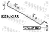 Febest 1223-JK1RL Rear Left Stabilizer Link / Sway Bar Link