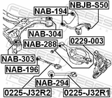 Febest NAB-304 Rear Crossmember Bushing
