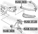 Febest NAB-369 Bushing, Front Lower Control Arm