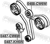 Febest 0487-CW6W Timing Belt Tensioner Pulley Kit