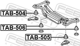 Febest TAB-505 Rear Crossmember Bushing