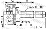 Febest 0210-QG15A44 Outer CV Joint 21X55X25