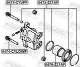 Febest 0475-Z21AF Front Brake Caliper Repair Kit (Set For One Side)