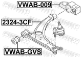 Febest VWAB-009 Rear Bushing, Front Control Arm