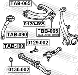 Febest TAB-100 Front Bushing, Front Control Arm