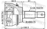 Febest 0110-GRJ150 Outer CV Joint 30X72.5X30