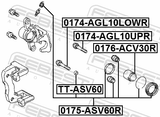 Febest 0175-ASV60R Rear Brake Caliper Repair Kit (Set For Two Sides)