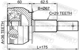 Febest 0210-D40AT Outer CV Joint 36X67X29