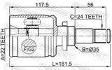 Febest 0511-BL16MTLH Inner CV Joint Left 22X35X24