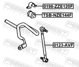Febest TSB-NZE144F Front Stabilizer Bar Bush D23