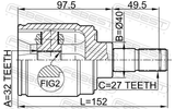 Febest 0311-CRVATRH Inner CV Joint Right 32X40X27