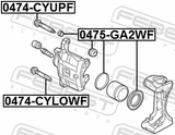 Febest 0475-GA2WF Front Brake Caliper Repair Kit (Set For One Side)