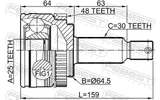 Febest 1210-IX35MTA48 Outer CV Joint 25X64.5X30