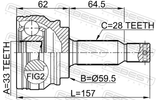 Febest 0410-CY34 Outer CV Joint 33X59.5X28