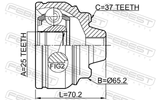 Febest 1910-F10 Outer CV Joint 25X65.2X37