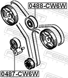 Febest 0488-CW6W Pulley Idler Timing Belt