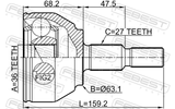 Febest 2110-KUGTD Outer CV Joint 36X63.1X27