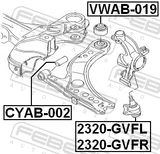 Febest VWAB-019 Rear Bushing, Front Control Arm