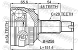 Febest 1410-KORA48 Outer CV Joint 34X57.9X28
