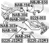 Febest 0225-J32R1 Rear Trailing Rod