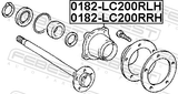 Febest 0182-LC200RRH Rear Wheel Hub RH