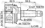 Febest 0810-026A44 Outer CV Joint 30X56X27