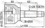 Febest 0510-042 Outer CV Joint 22X59X28
