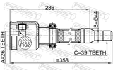 Febest 2711-S80RH Inner CV Joint Right 26X44X39
