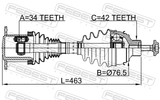 Febest 1714-8WF Front CV Axle Shaft Left/Right 463X42