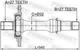 Febest 1612-246RH Axle Half Shaft Right 27X540X27