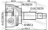 Febest 0110-AVV50A48 Outer CV Joint 27X61.2X30
