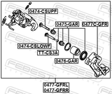 Febest 0477-GFRL Rear Left Brake Caliper Assembly (With Bracket)