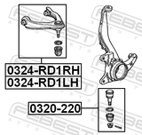 Febest 0324-RD1LH Left Upper Front Arm