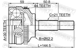 Febest 2410-SYMBA44 Outer CV Joint 30X52.2X21