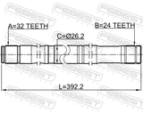 Febest 0112-CDT220RH Axle Half Shaft Right 32X393X24